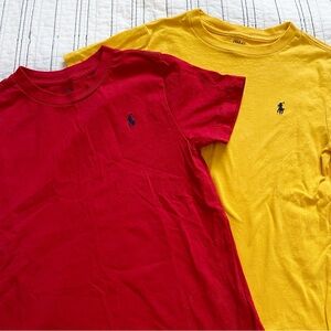 Polo by Ralph Lauren Bundle of 2 Cotton Jersey Crew Tees in Gold & Red size 6